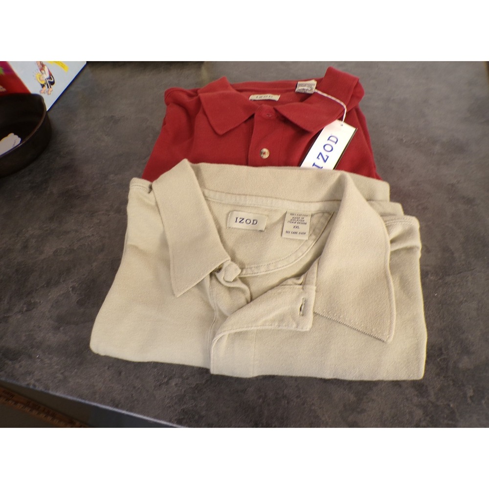 Lot of Two Mens 2x Polo Shirts by Izod One New With Tags other Excellent